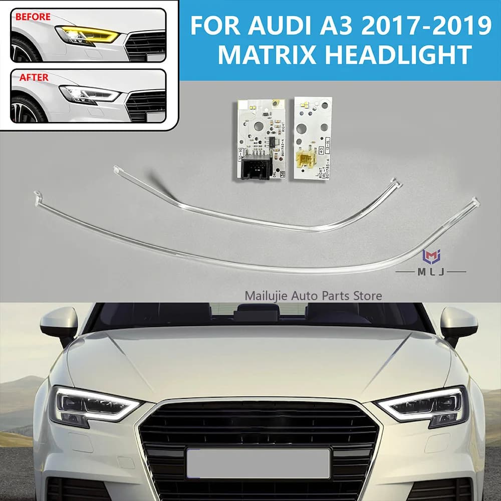 Strisce LED Matrix Angel Eyes, guida luce DRL, chip tubo sorgente luce bianca, accessori faro per Audi A3 2017-2019 High-spec