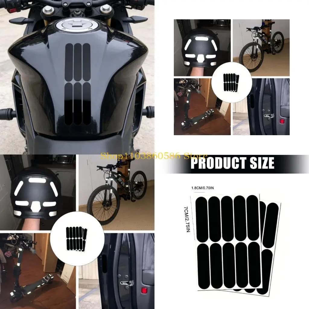 242A Black Reflective Tape Reflective Safety Stickers For Bike Helmet Motorcycle