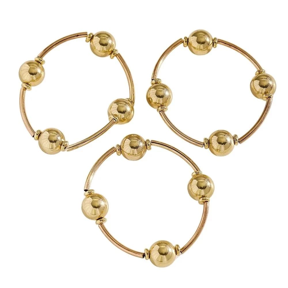 3Pcs/Set Pearl Stacked Bracelet Universal Elastic Beaded Bracelet Set Hand Chain European American Style