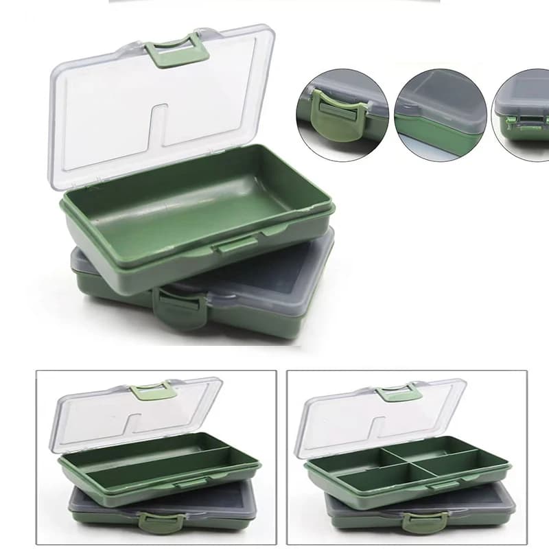 1 piece fishing gear box, plastic organizer 1-8 compartments 10,5 * 6.5 cm, green with transparent cover for carp fishing accessories