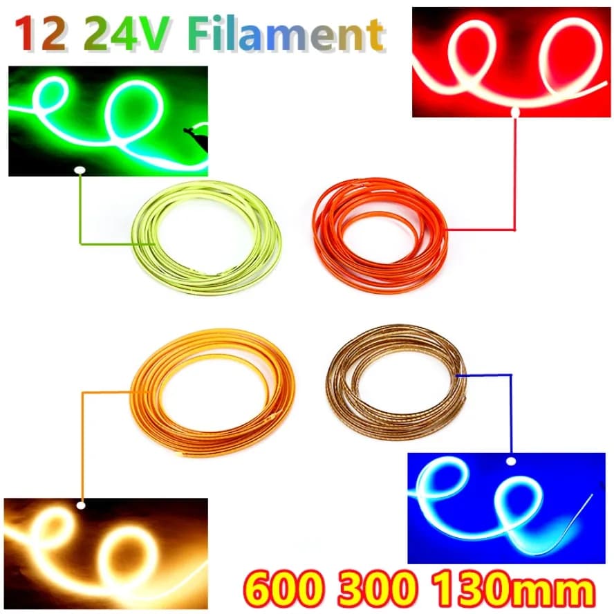 Overlength LED Flessibile Ultra Sottile Filamento 12V 24V Lampadina A Spirale Filamento Retro Edison Lampadina Parti Diodo Luce Striscia Decorazione