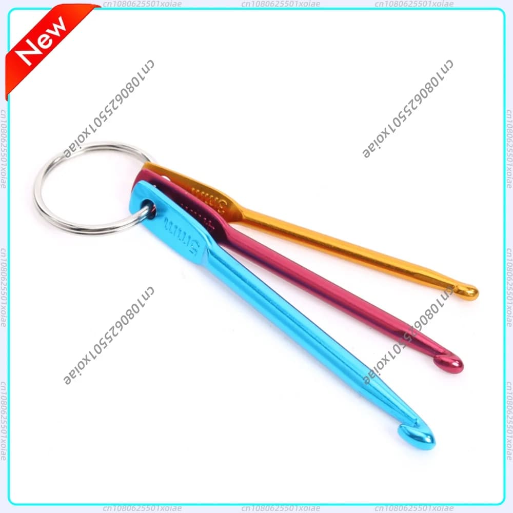 3pcs Stitching Crochet Multicolor Aluminium Crochet Keyring Portable DIY Craft- Knitting Kits Mini for Beginners Adults