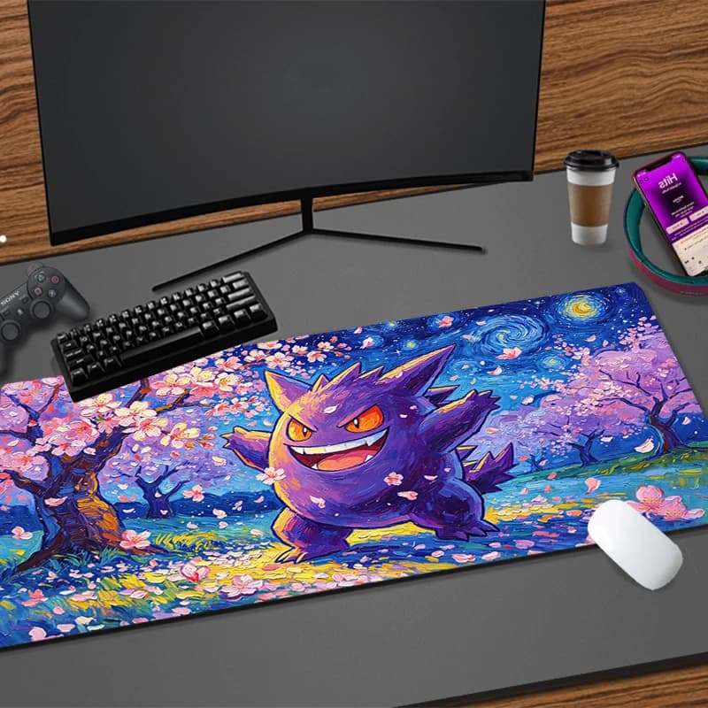 Tappetino per mouse Big E-sports Pokemon Pikachu Gengar, in gomma flessibile e liscia, per tastiera PC da gaming, per CSGO, tappetino Kawaii per mouse.