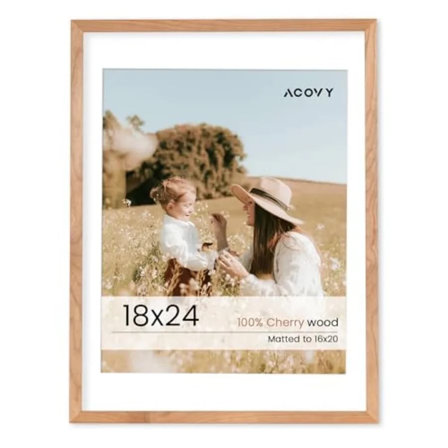 Photo frame 18x24 in solid cherry wood, right angle frame 18x24, with passepartout for photo 16x20, 18x24 HD T frame