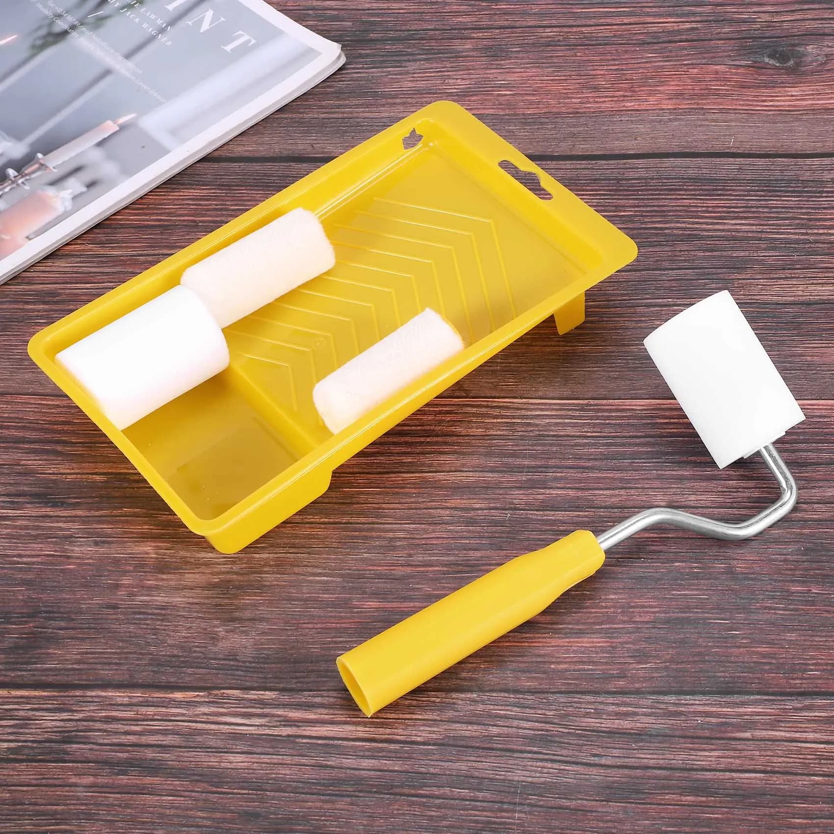 Kit di decorazione per pittura con mini rulli in schiuma da 6 pezzi, set di vassoi per rulli per pittura piccoli da 2 pollici per riparazione e pittura di pareti-A21R