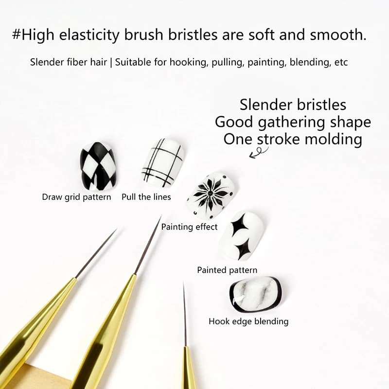 Pennello Ultra Sottile per Nail Art, Strumento per Disegno e Decorazione Unghie con Gel