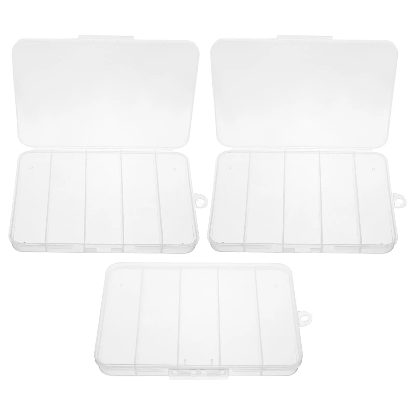 3Pcs Clear Tool Storage Box Transparent Plastic Organizer Case Fishing Tackle Jewelry Craft Small Parts Storage Organizer