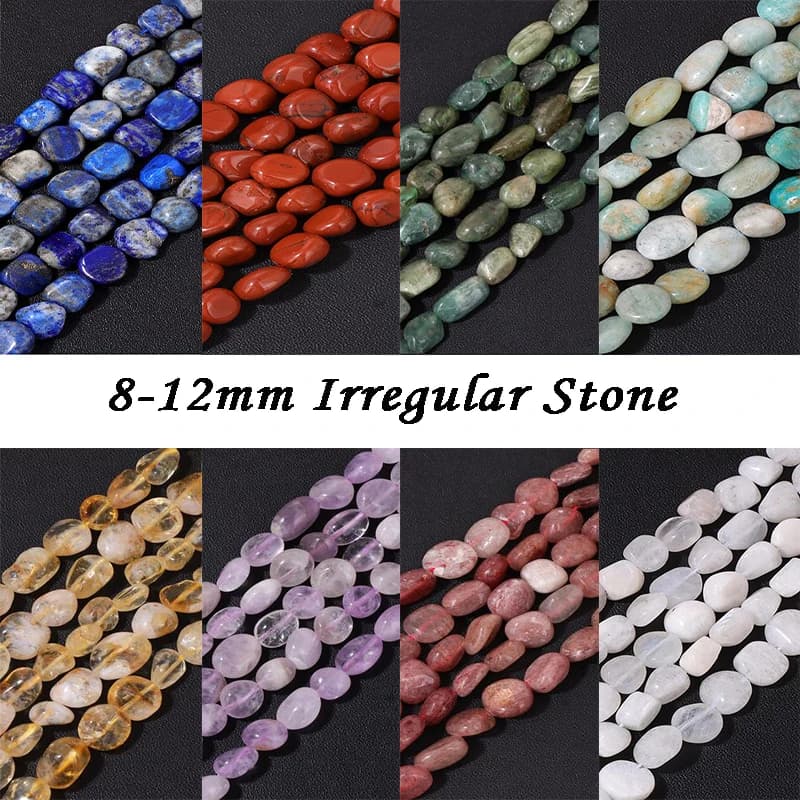 Agate di pietra di luna irregolari naturali amazzonite Stone 8-12MM perline distanziatrici allentate in cristallo di quarzo per gioielli che fanno braccialetto fai da te