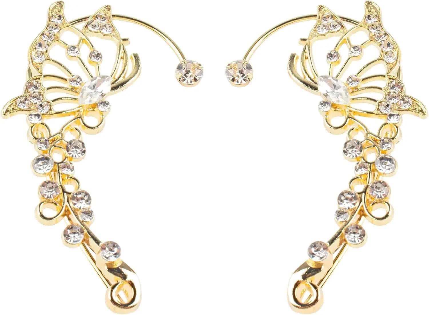 Orecchini a clip a forma di farfalla senza piercing, finte orecchine a giro per donna