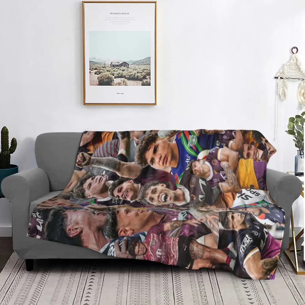 Reece Walsh Nrl Hot Collage Foto Coperta Morbida e Calda Coperta di Flanella Copriletto per Letto Soggiorno Picnic Viaggio Casa Divano