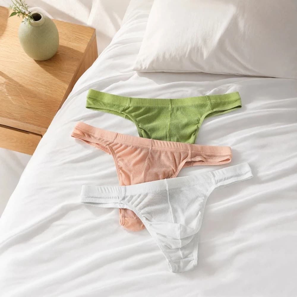 Soft Low Waist Men Mesh Thongs Transparent Underpants Men's Panties Underwear Solid Color Male Briefs Men