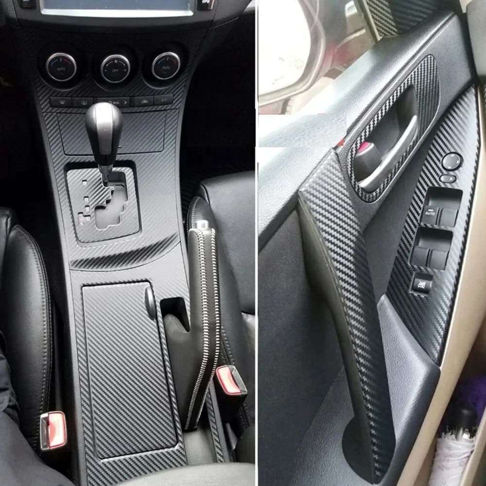 Per Mazda 3 2010-2015 pannello di controllo centrale interno maniglia della porta adesivi in fibra di carbonio decalcomanie accessori per lo styling dell'auto