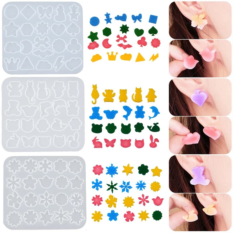 Orecchini Stampo in silicone Fiocco di neve Stella Luna Gatto Animali Orecchini pendenti geometrici Portachiavi Gioielli Artigianato Creazione di decorazioni per torte