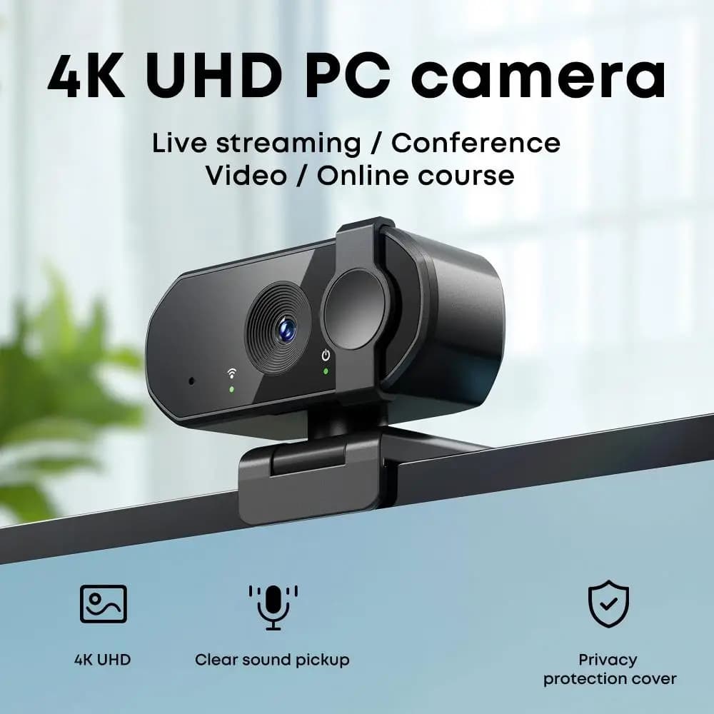 Webcam USB Q26 2K/4K HD con Microfono per PC, Laptop, Desktop, Corsi Online e Streaming Live