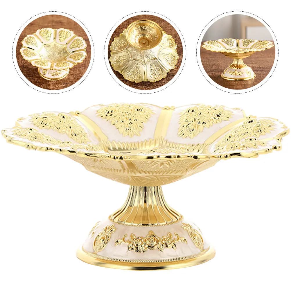 Vassoio Decorativo in Lega Dorata per Frutta, Snack, Dolci, Caramelle, Banchetti, Matrimoni, Feste, Uso Domestico, Frutta Secca