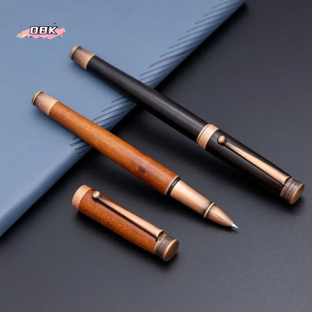 Business Vintage Wooden Fountain Pen Wood Handle Calligraphy Writing Ink Pens Retro Simple Educational Signature Pens Stationery