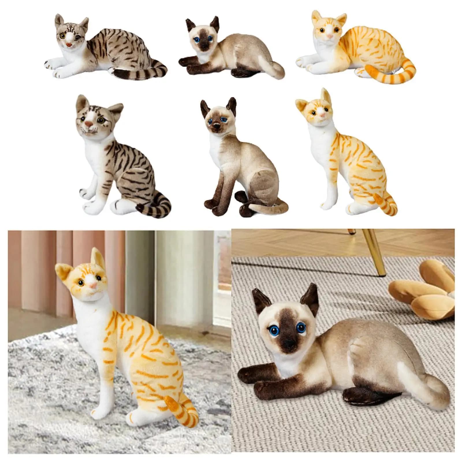 Peluche di Gatto Realistico Abbracciabile, Giocattolo Imbottito per Bambini