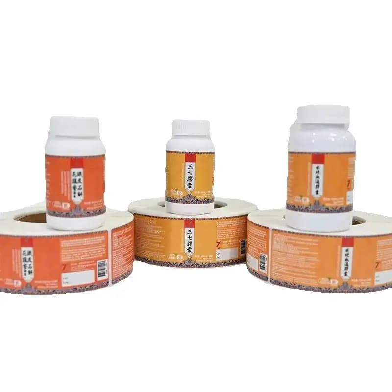 Customized labels for vitamin bottles | Wall decal PVC supplements waterproof | Label for durable self-adhesive packing