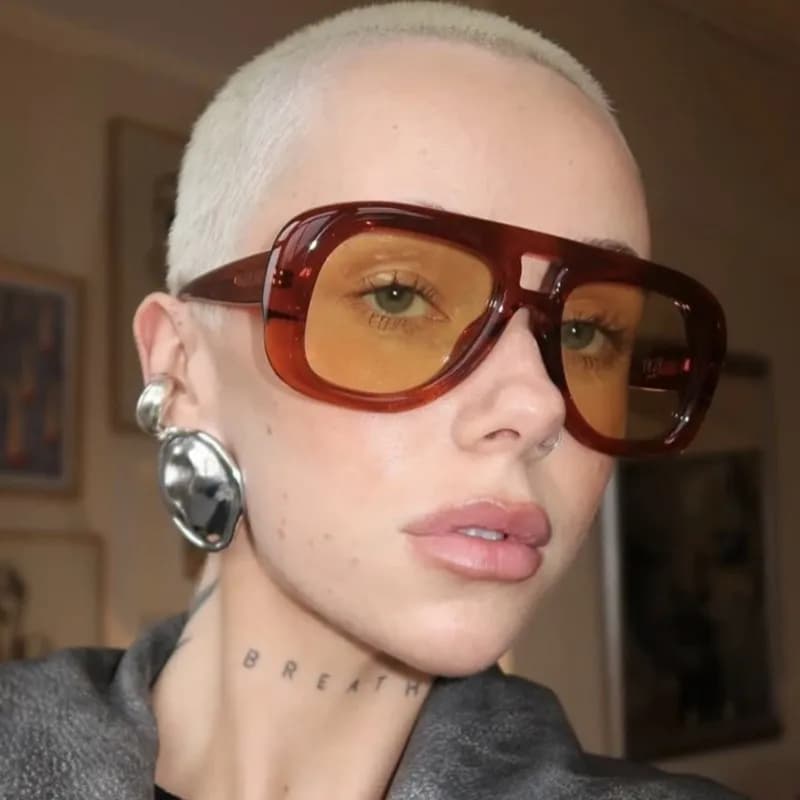 Women's Pilot Sunglasses With Oversize Frame Men's Sunglasses Fashionable irregular square retro luxury sunglasses