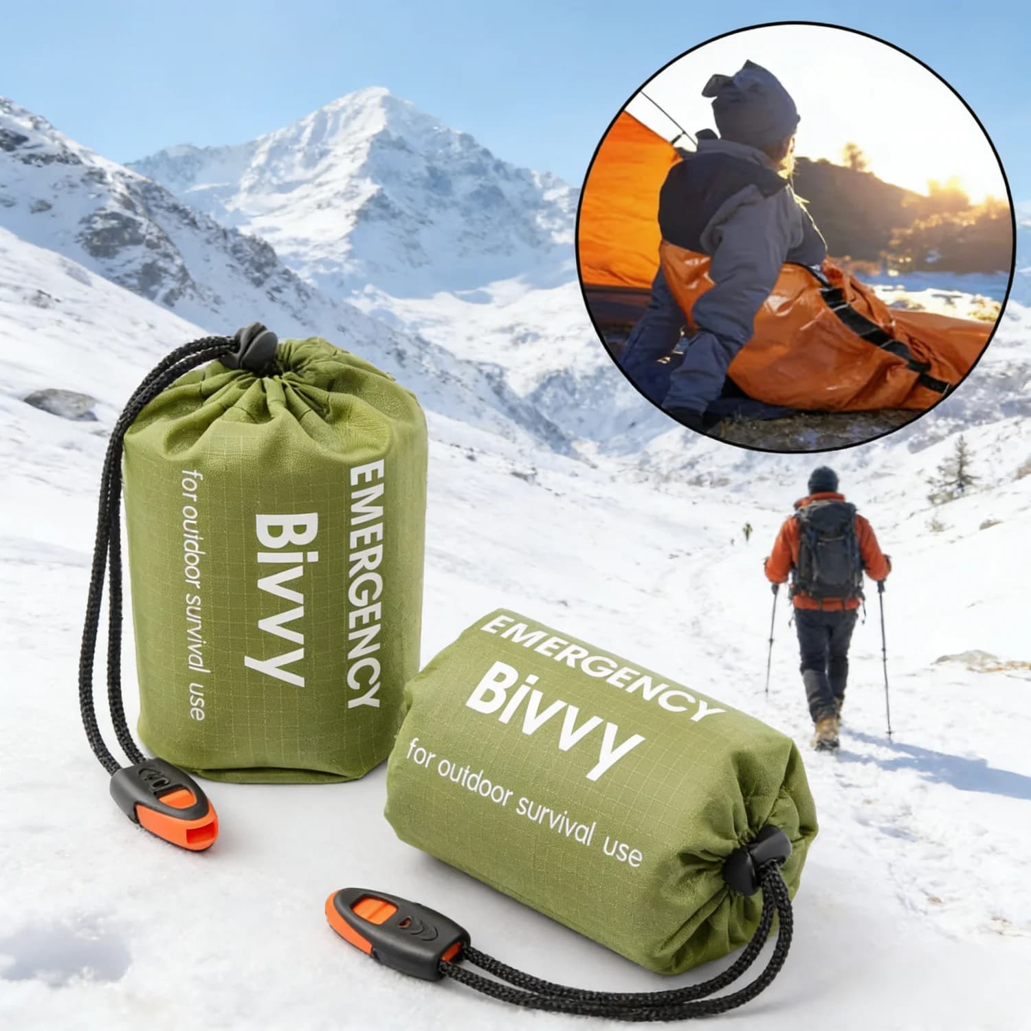 Sacco a pelo termico di emergenza in Mylar – Sacco bivy impermeabile e antivento per campeggio, escursioni e kit di emergenza auto