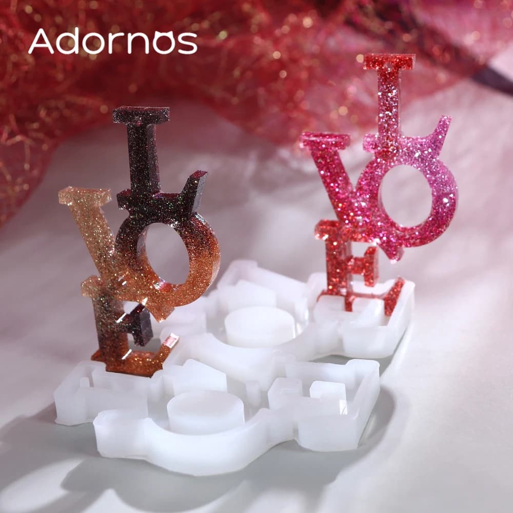 Stampo in Resina con Alfabeto LOVE per Coppie, Stampi in Silicone Fai-da-Te per Creare Orecchini, Ciondoli, Portachiavi, Decorazioni per San Valentino e Anniversari