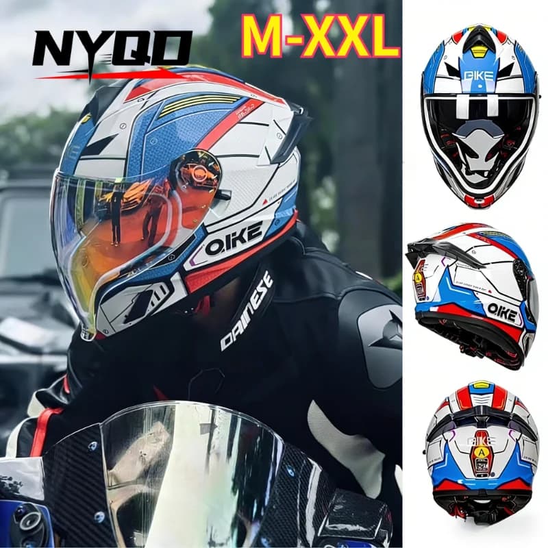 Qike FP02 motorcycle integral helmet certified DOT, openable design, long visor, for sports bikes and scooters, for men and women