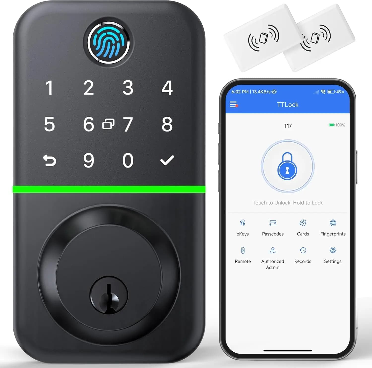 Serratura Intelligente Senza Chiave con Impronta Digitale, Bluetooth, App, Password e Chiusura Automatica per Facile Installazione