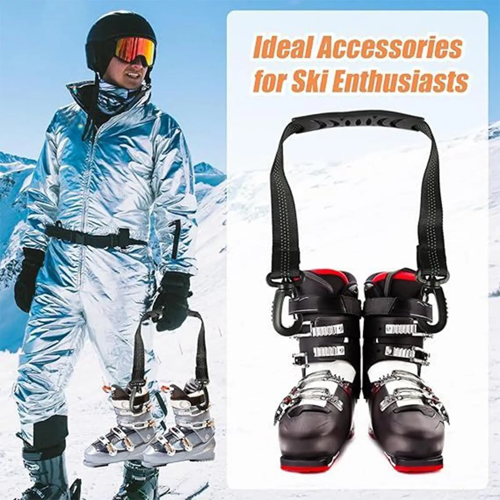 Cinghie porta scarponi da sci 2 pezzi Pattini da ghiaccio regolabili Attrezzatura invernale Cinghia per scarponi da snowboard per uomini Donne Adulti Professionisti