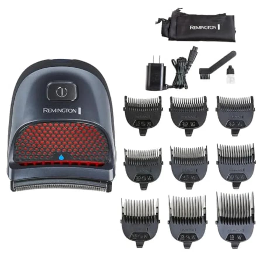 Remington Shortcut Pro Self-Haircut Trimmer Kit, Waterproof Cordless Electric Razor for Head, Beard, and Body, Curved Blades an