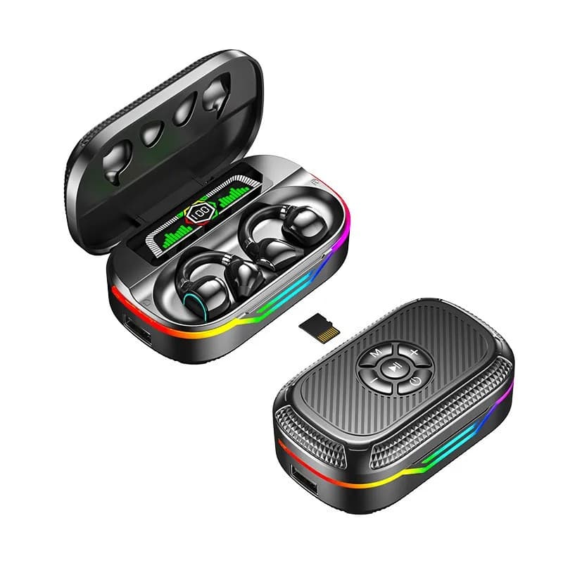 DX15 for BT In-Ear Headset with RGB LED Effect Long Endurance MP3 Player Clip Factory Insertable Card Support