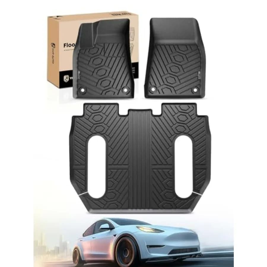 Tappetini per Auto Compatibili con Tesla Model X 6 Posti 2016-2020, Solo per Sedili della 2a Fila Senza Console Centrale, Tappetini su Misura in TPE