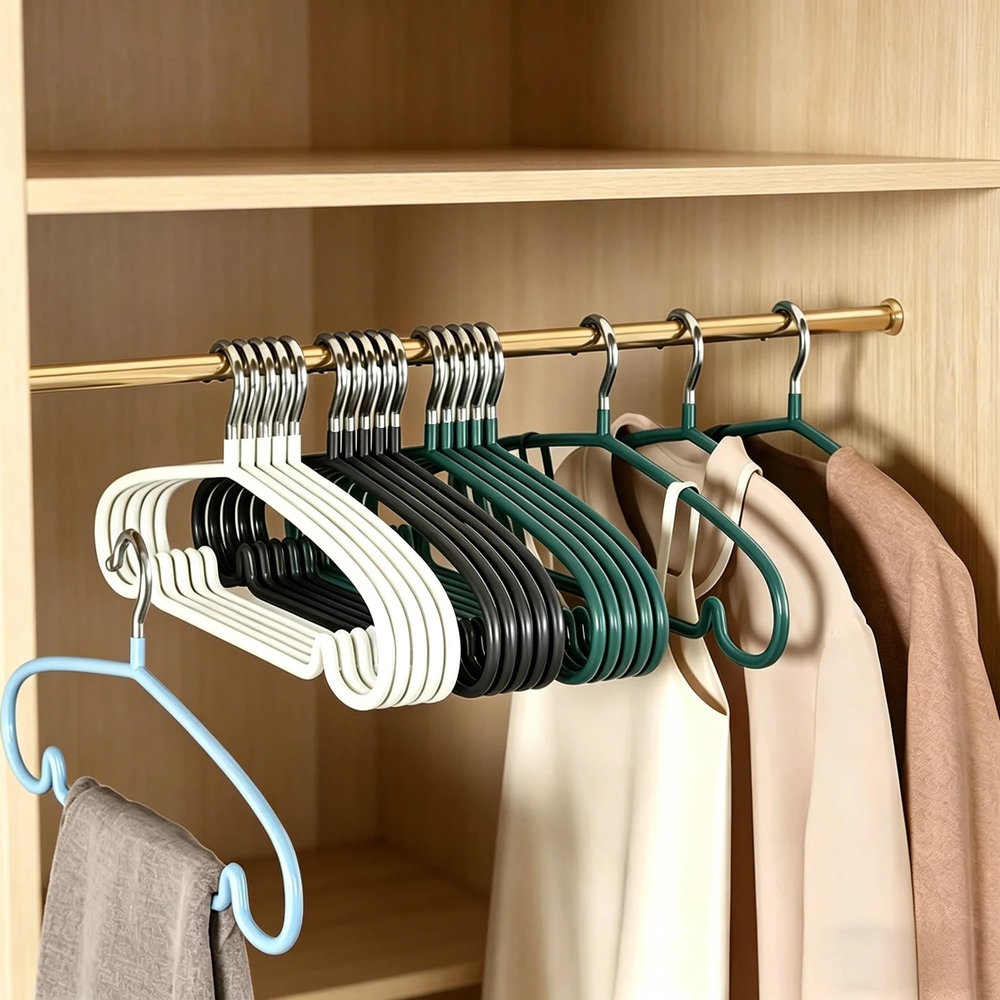 10PCS Non-Slip Clothes Hangers No Bump Shoulder Space Saving Rounded Hooks for Coat Sweater Jacket Pants