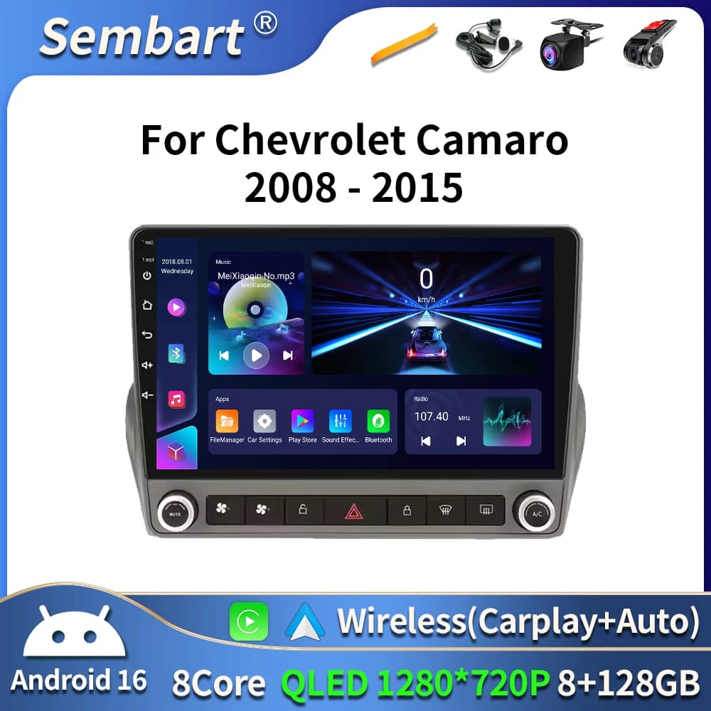2Din Android 16 Autoradio For Chevrolet Camaro 2008-2015 Carplay Stereo Autoradio WIFI GPS navigation FM/RDS 4G LET DSP
