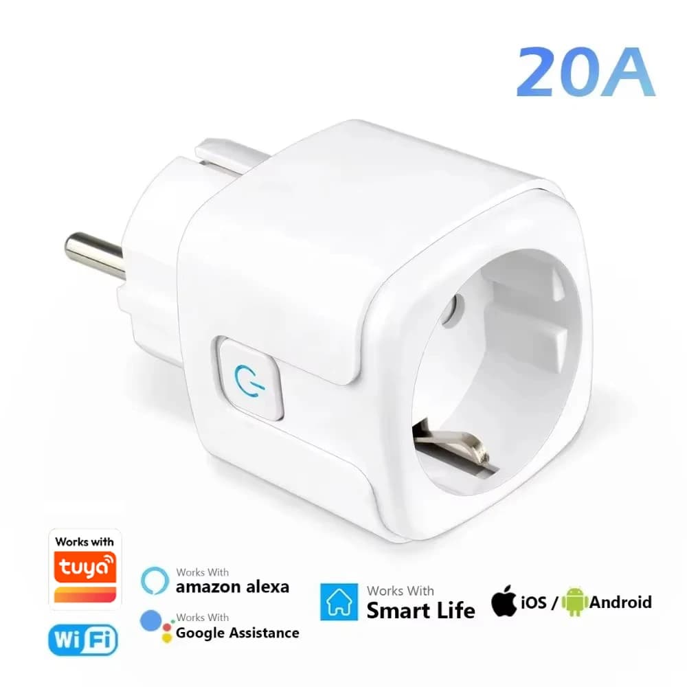 Intelligent EU UNKAS 20A Compatible with Tuya, Remote Vocal Control for Alexa, Yandex, Google Home, Energy Monitoring Function