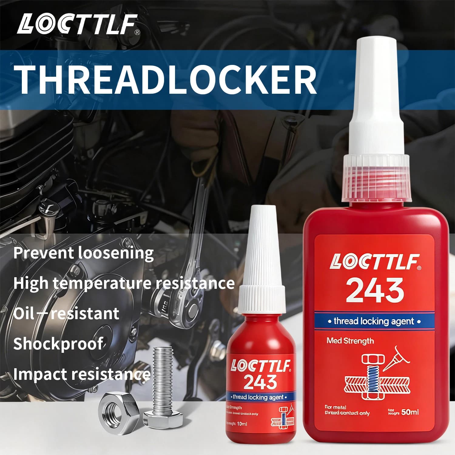 243 271 Medium-High Strength Threadlocker Industrial Glue 10Ml-50Ml Removable Anti-Loosening Sealing for Industrial Use