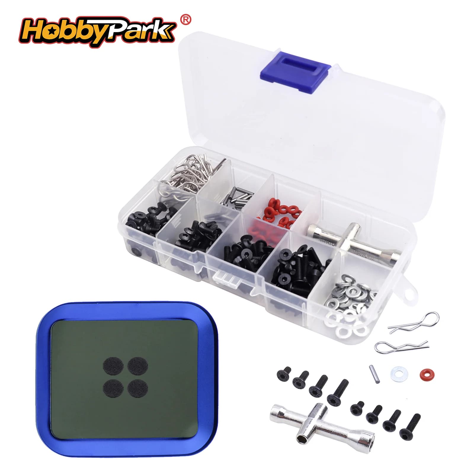 Hobbypark RC Screws Kit M3 Hex Screw Hardware Fastener Set with Screw Tray for 1/8 1/10 RC Cars Crawlers 241pcs