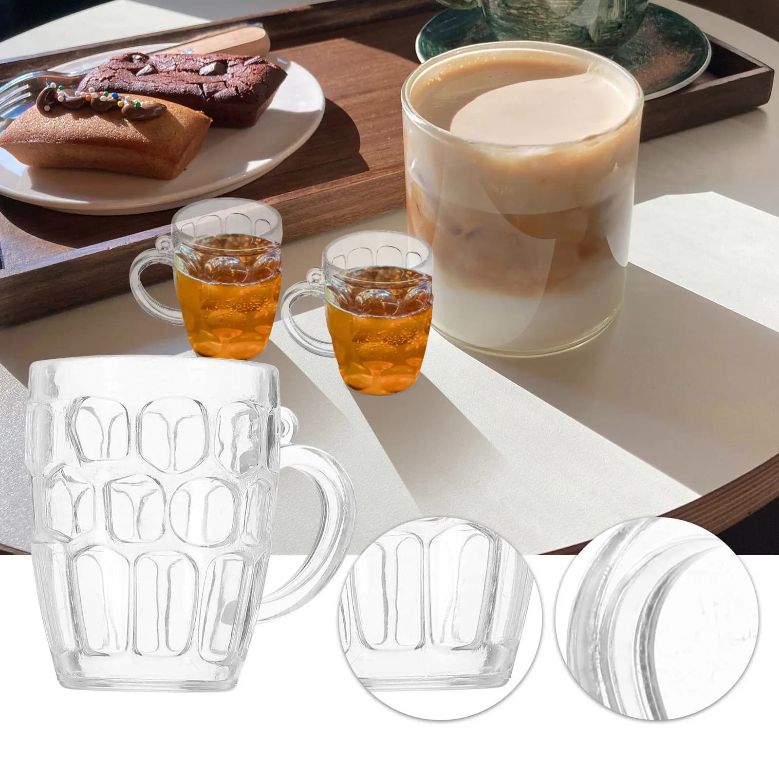 50 mini bicchieri da birra in plastica trasparenti, mini tazze da birra trasparenti per matrimoni, feste all'aperto, barbecue, oggetti di scena fotografici in miniatura