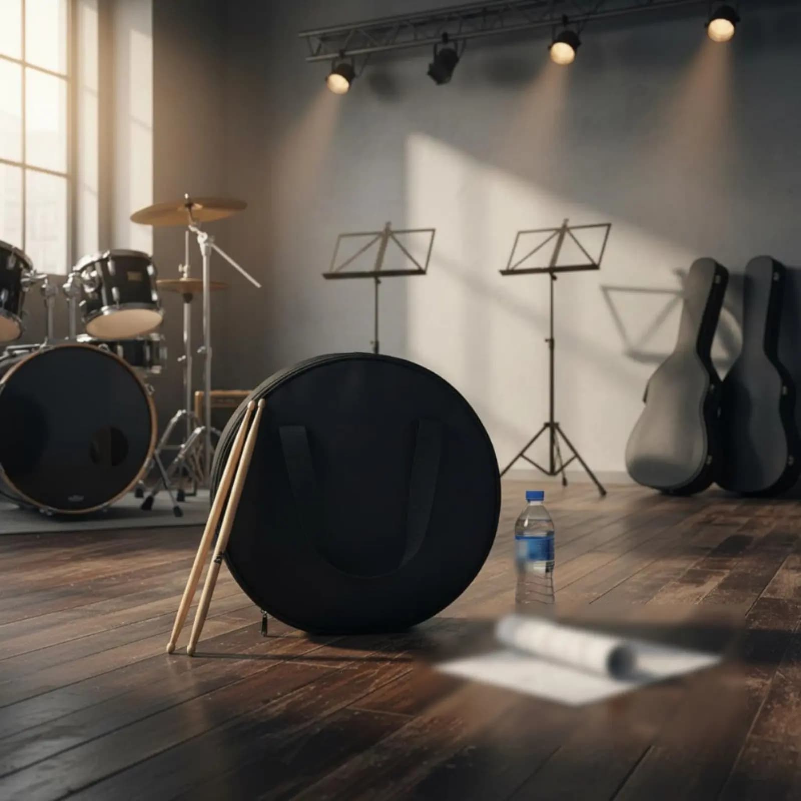 12 Inch Drum Pad Bag Waterproof Drum Pad Carrying Bag Musical Instrument Accessory Drumstick Pocket Padded for Students, Travel