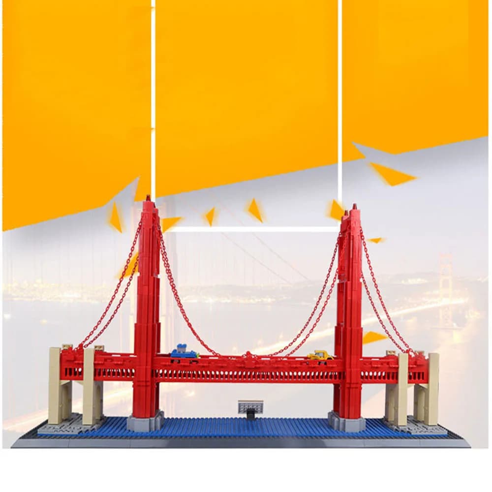Creative Modern World Famous Architecture Building Block Construction United States Golden Gate Bridge Model Bricks Toys