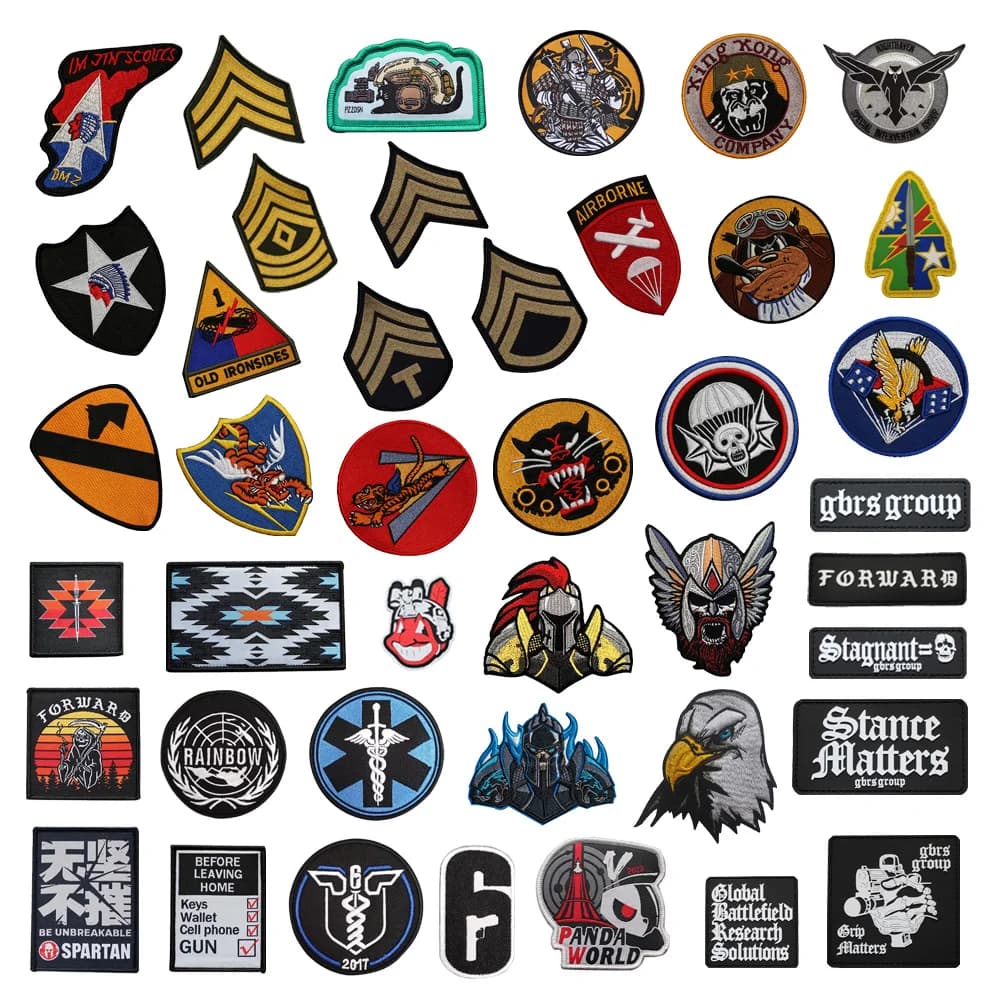 Toppa con gancio per zaino con fascia da braccio commemorativa della seconda guerra mondiale ricamata in 3D SIX giacca militare in avanti