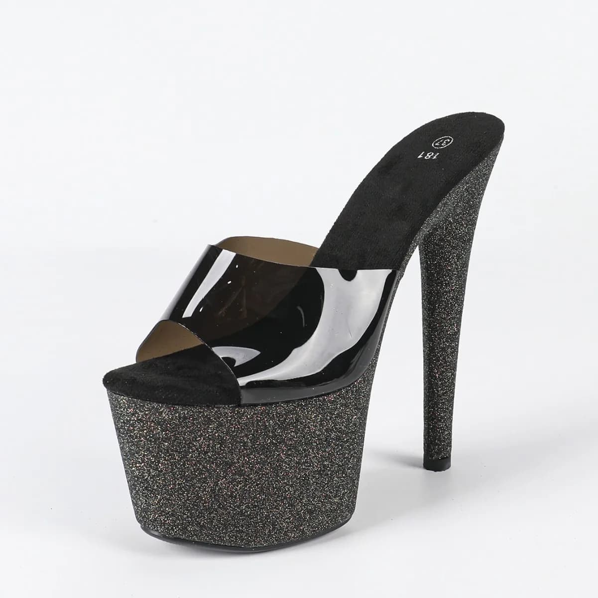 Nightclub Fun Scarpe da donna Tavolo impermeabile Bocca di pesce romana Lady Tacchi alti Rosso Nero LFD-181-Q39