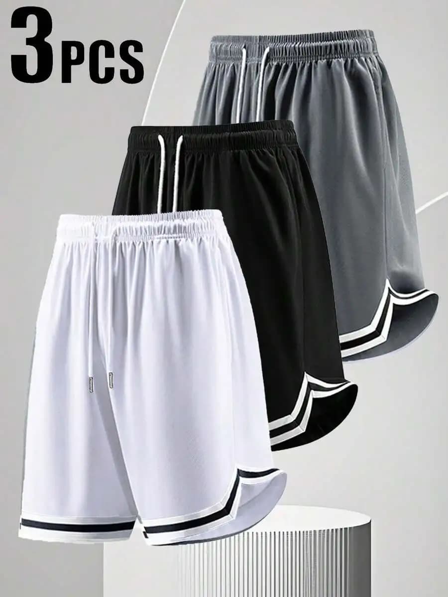 3 pezzi di pantaloncini da basket sportivi estivi da uomo, lunghezza al ginocchio, casual, fitness, outdoor
