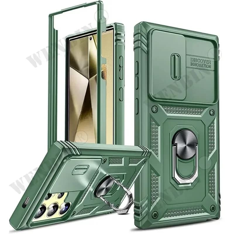 Custodia per Samsung S26 S25 S24 S23 S22 Ultra A56 A55 A36 A16 Resistente con fotocamera Ruota di 360 gradi Cavalletto Copertura antiurto