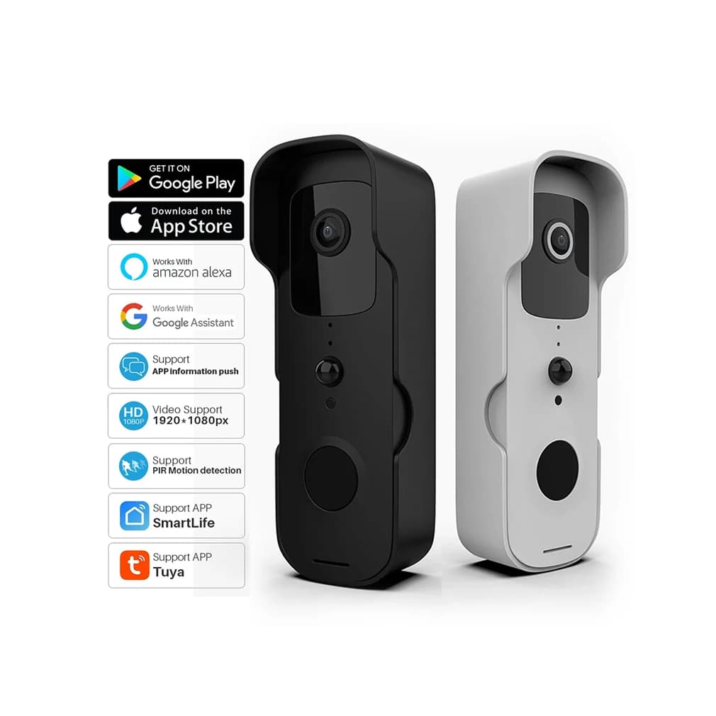 Campanello video intelligente Visione notturna impermeabile Sicurezza domestica Telecamera FHD 1080P Citofono visivo digitale Campanello per porta WIFI