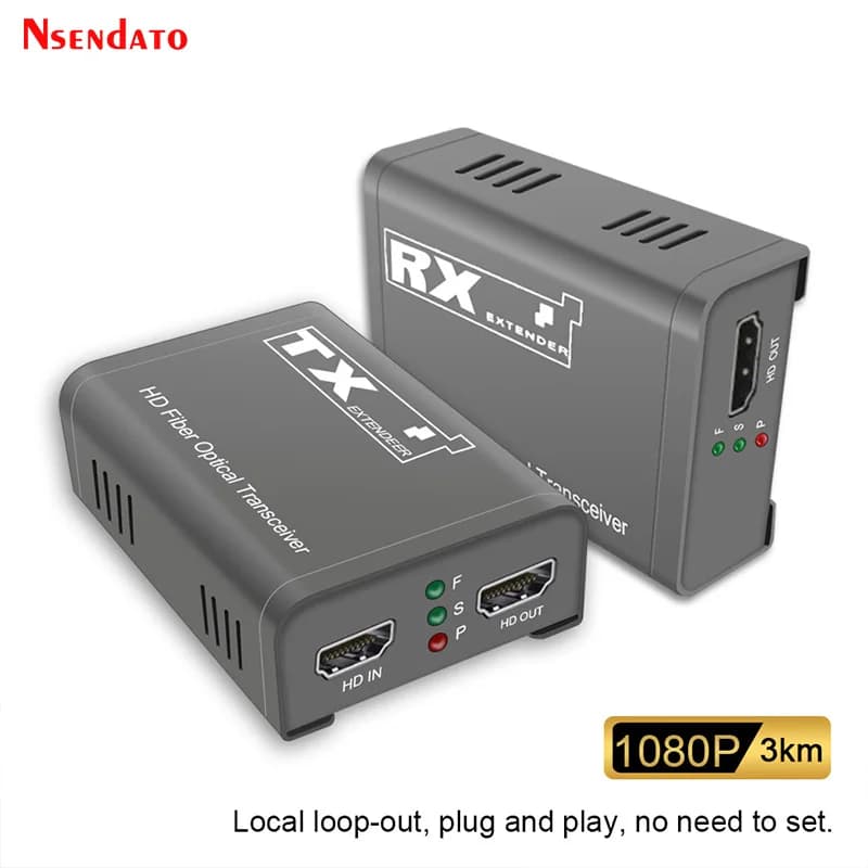 HDMI Extender Kit Compatible with Optical Fiber, Transmitter and HDMI Video Receiver on Optical Fiber