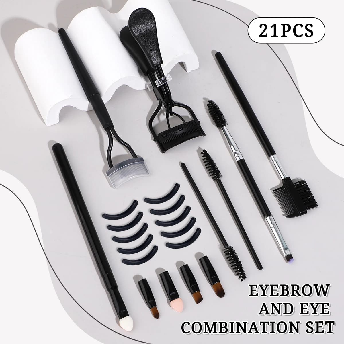 Set of 21 instruments for curving eyelashes, eyelashes and other instruments ideal for eye beauty, suitable for beginners.