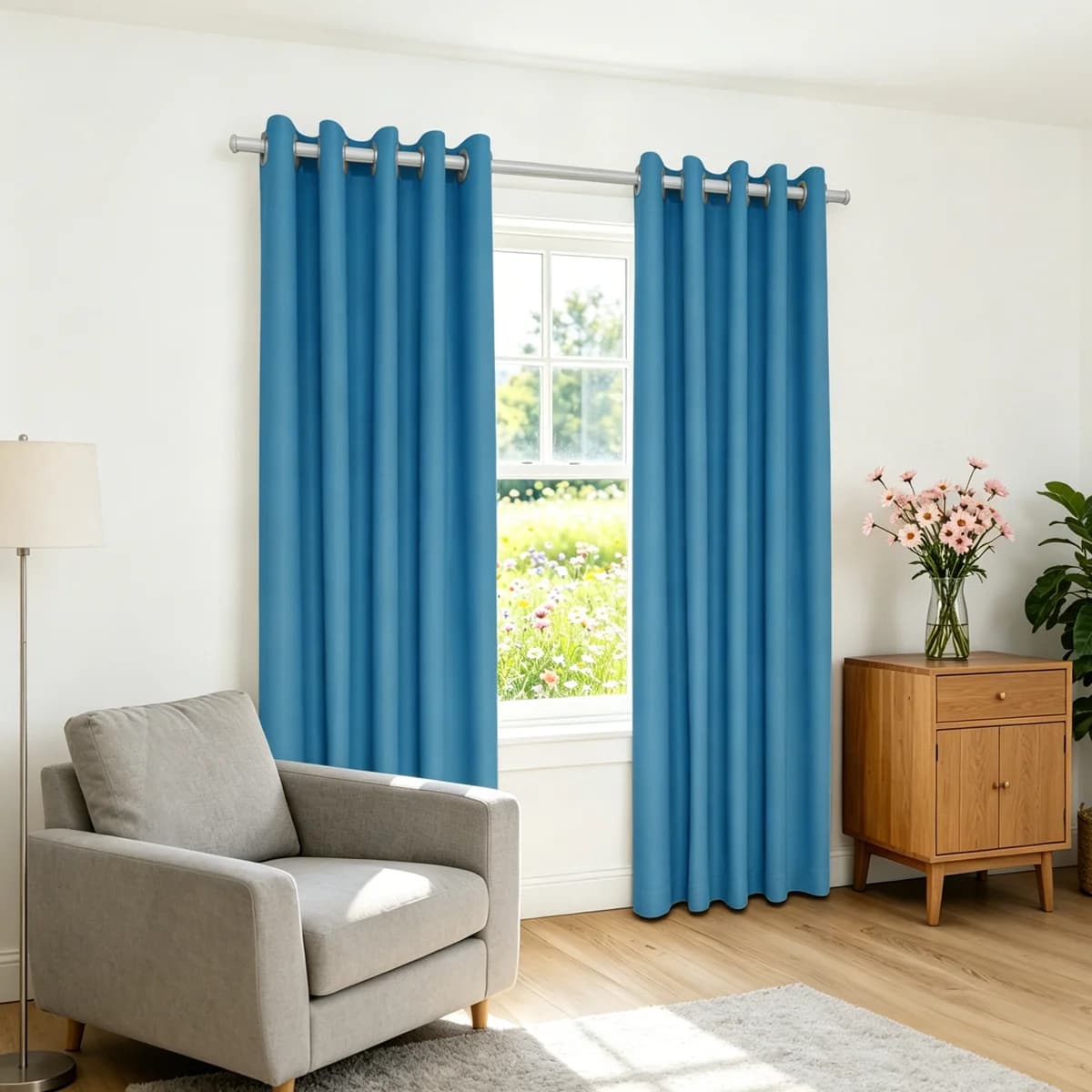 Solid High Precision Curtains, Light Blocking Grommet Top Window Drapes for Home Office & Apartment