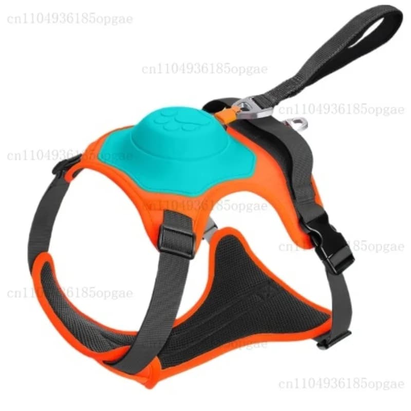 Pettorina per cani 2 in 1 senza tirare con guinzaglio retrattile, funzione automatica anti-impatto anti-scoppio, gilet per cani traspirante regolabile, S
