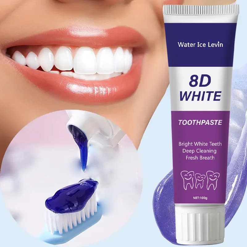 Dentifricio sbiancante Water Ice Levin 8D per denti luminosi, pulizia profonda, alito fresco, rimozione delle macchie, controllo della placca, cura orale quotidiana