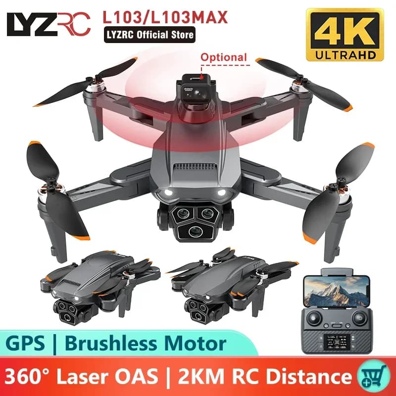 LYZRC L103 MAX GPS Motore Brushless Drone Professionale HD Doppia Fotocamera 360 ° Elicottero aereo RC pieghevole Laser OAS 5G Wifi FPV